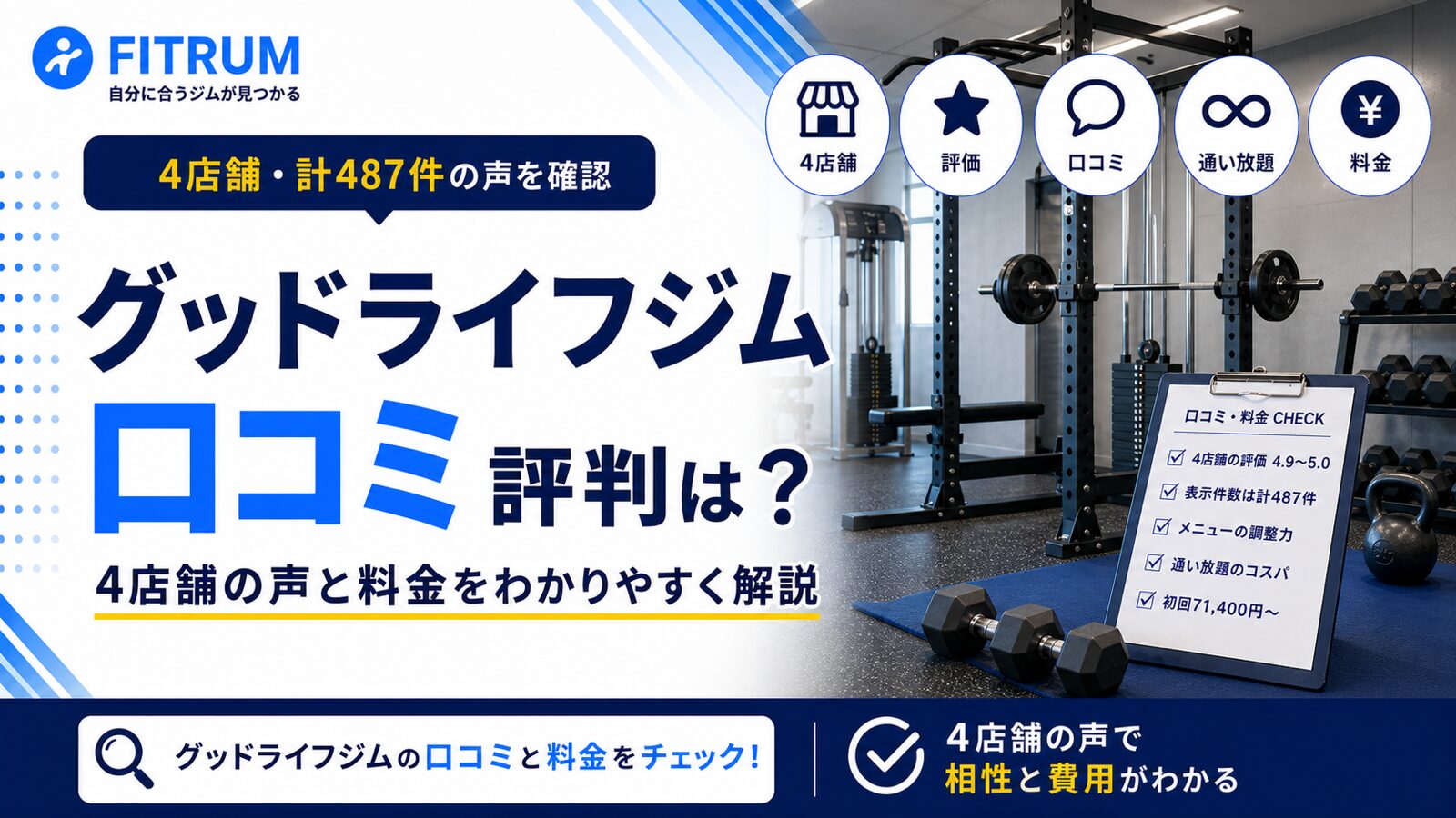 グッドライフジムの口コミ評判は?主要4店舗の声と料金を解説