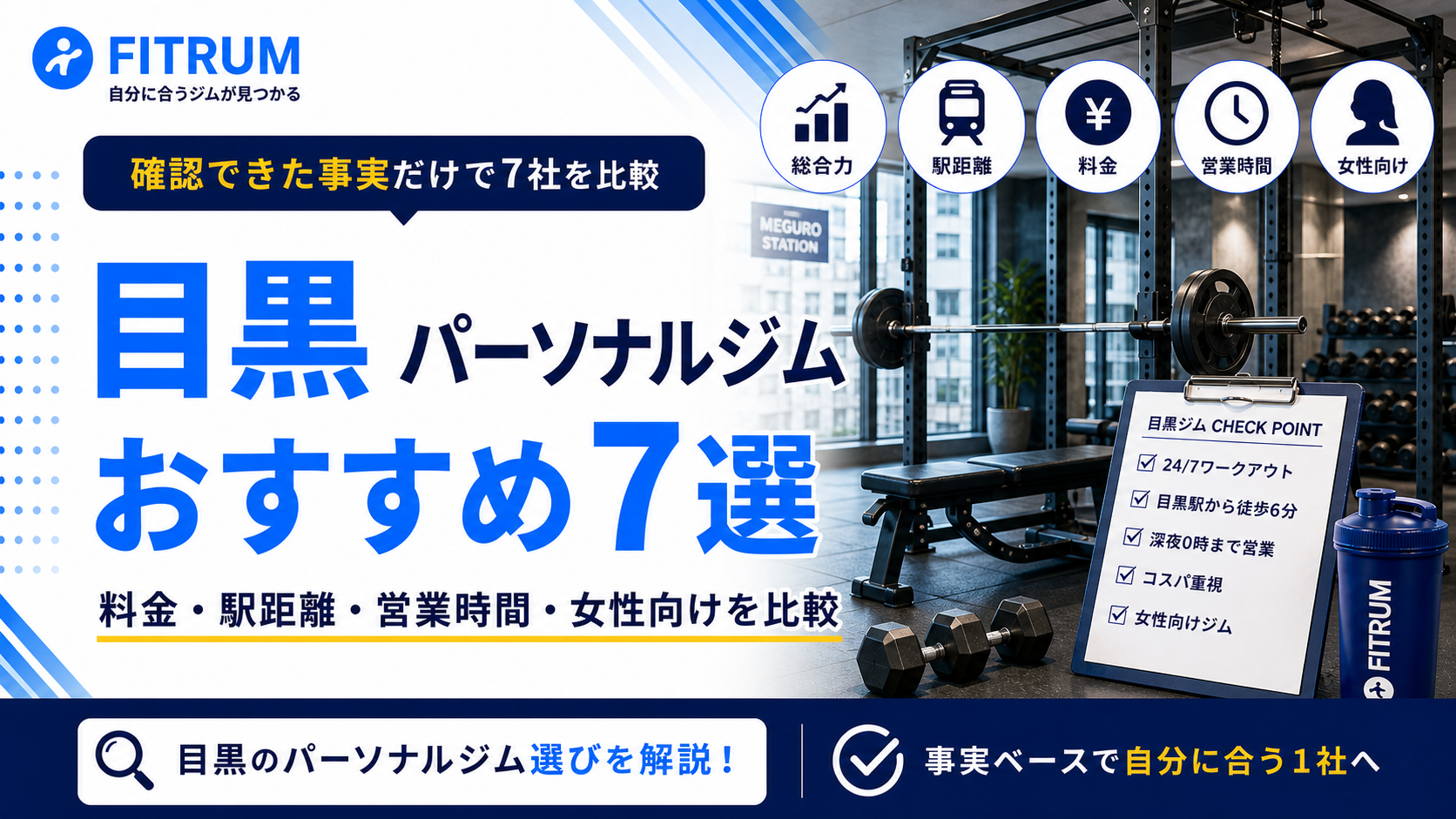 目黒のパーソナルジムおすすめ7選【最新版】安い・女性向け・男性向けなど徹底比較