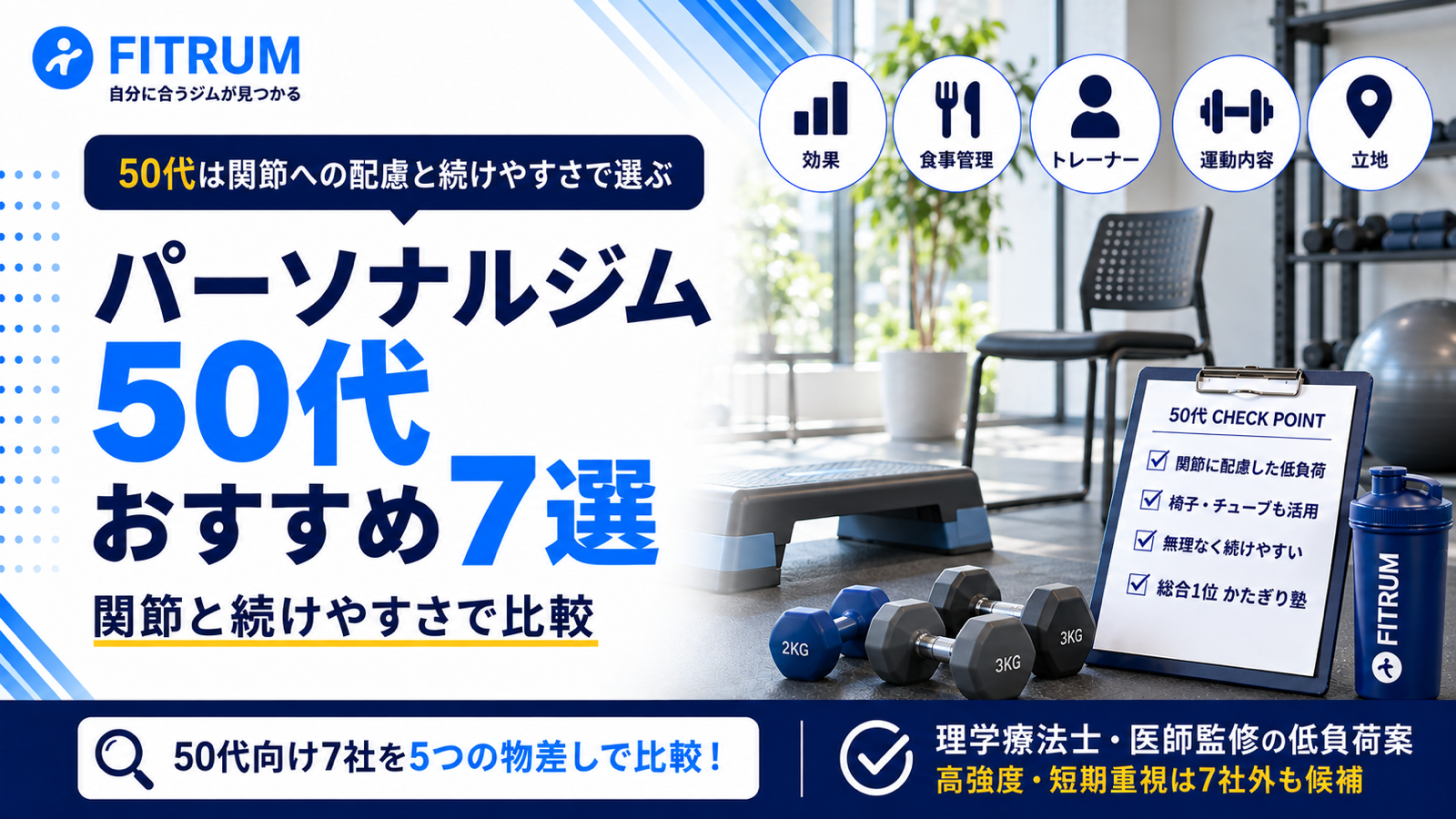 50代におすすめのパーソナルジム7選｜関節と続けやすさで比較